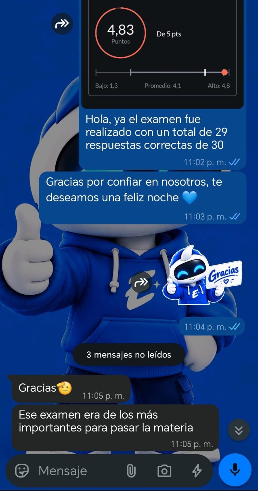 Nota aprobada de un cliente