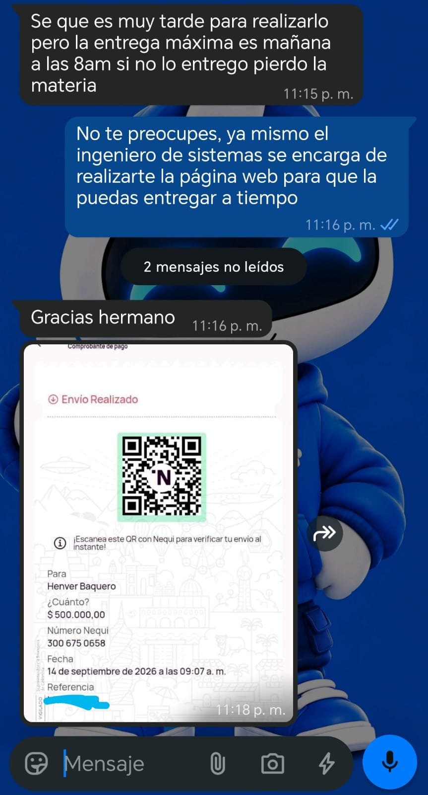 Nota aprobada de un cliente